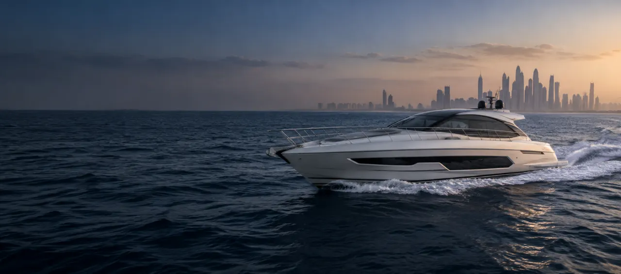 Elite Pearl Charter yacht cruising off Dubai during a promotional charter