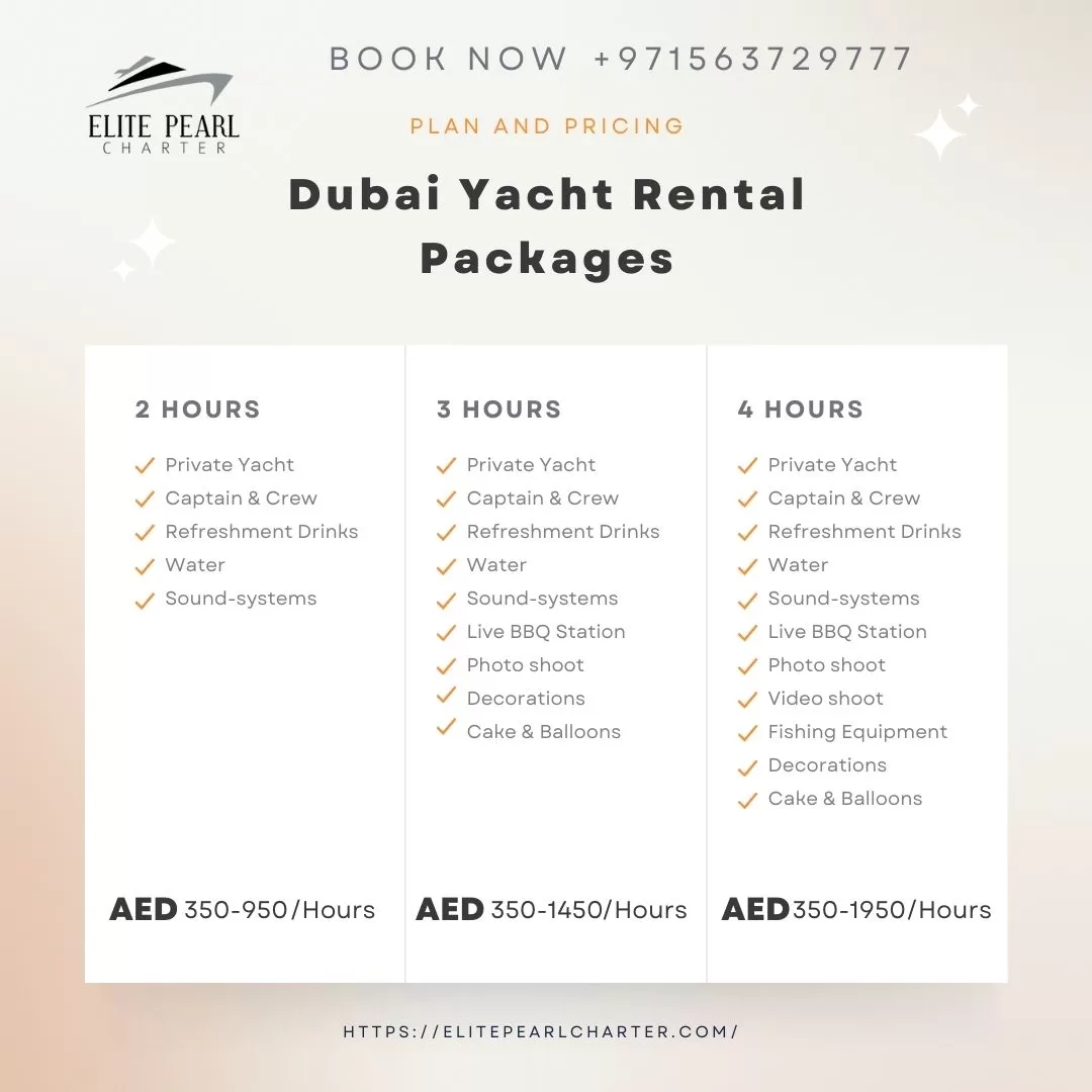 Dubai Yacht Package & Pricing