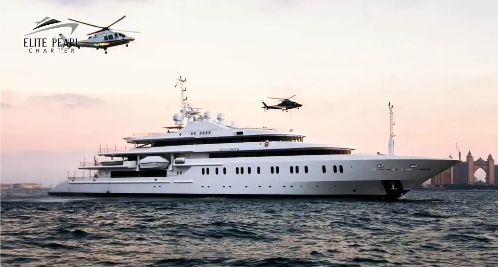 elite moon light II 300 ft yacht with helicopters - elite pearl charter