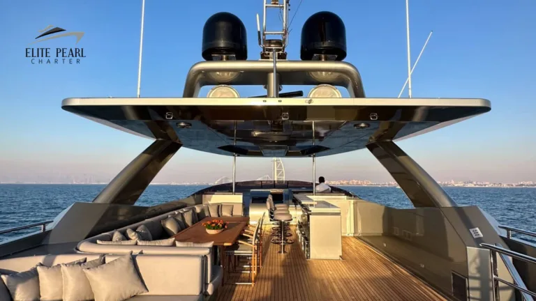 upper deck view for Elite Santorini 115ft - elite pearl charter