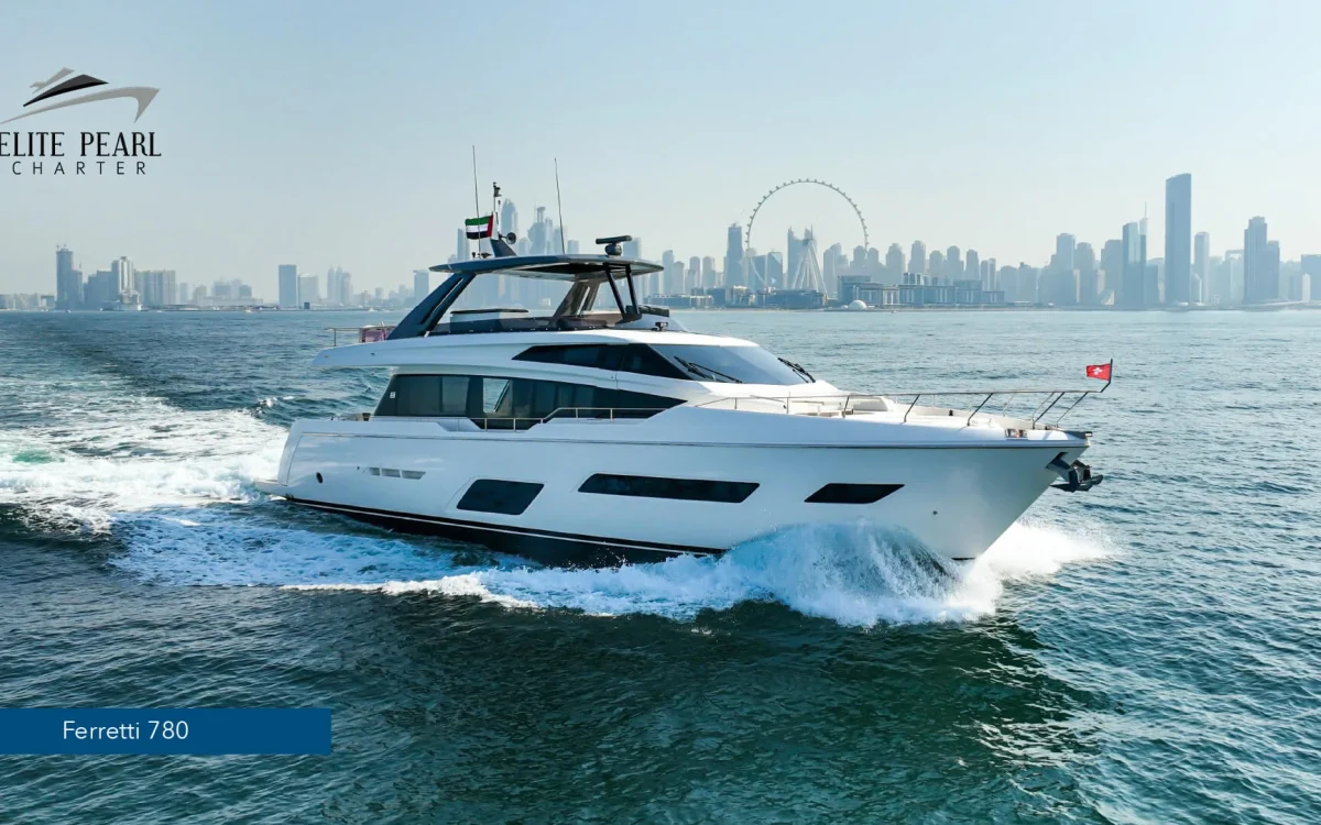 elite pearl charter - Ferreti 78 Ft. Exploring Dubai's Skyline: A Yacht's Perspective image blog. yacht rental in dubai.